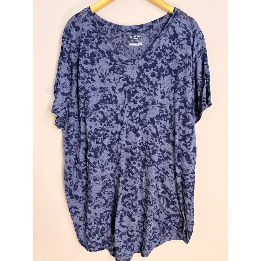 Tek Gear DryTek Womens Plus Size 3X V Neck Short Sleeve Athletic T Shirt Blue